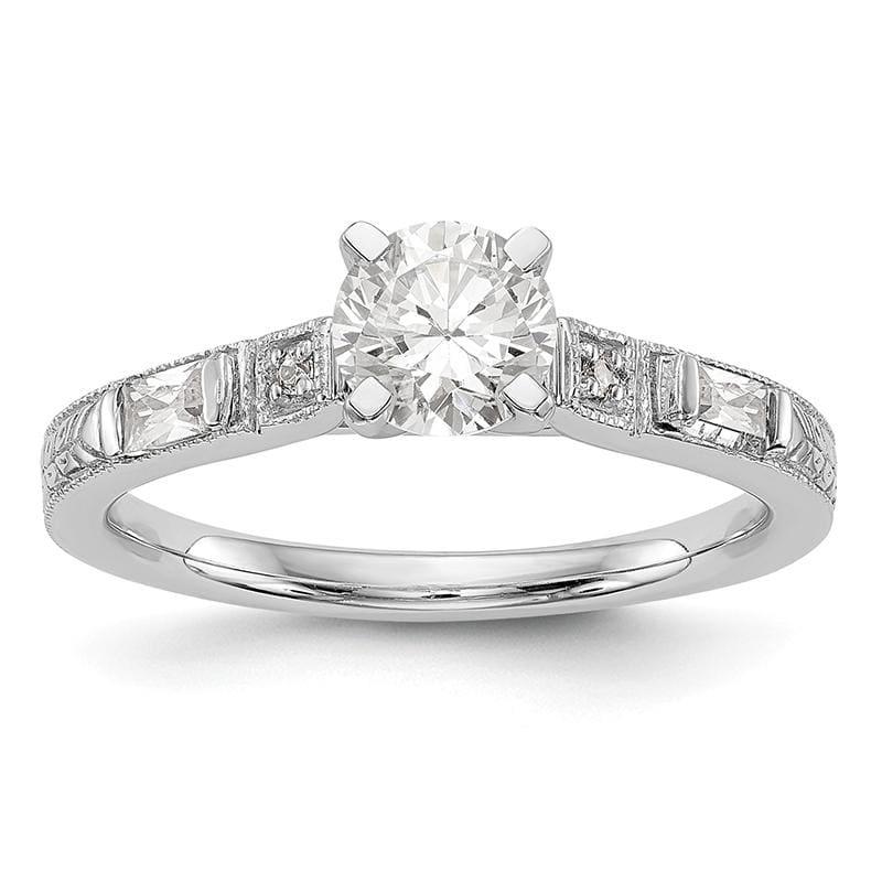 14K White Gold Diamond Peg Set Engagement Ring - Seattle Gold Grillz