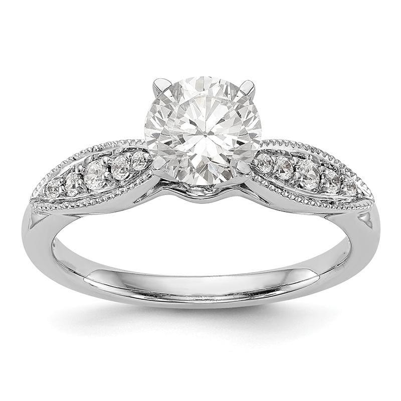 14K White Gold Diamond Peg Set Engagement Ring - Seattle Gold Grillz