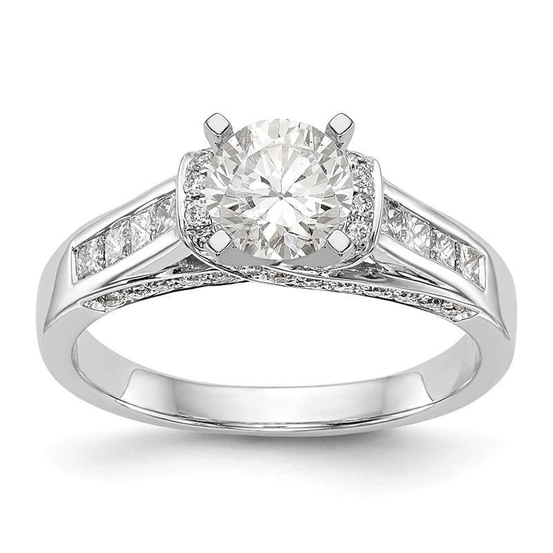 14K White Gold Diamond Peg Set Engagement Ring - Seattle Gold Grillz