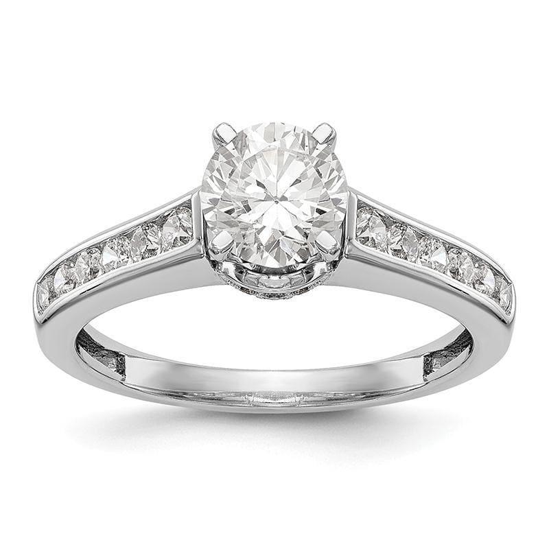 14K White Gold Diamond Peg Set Engagement Ring - Seattle Gold Grillz