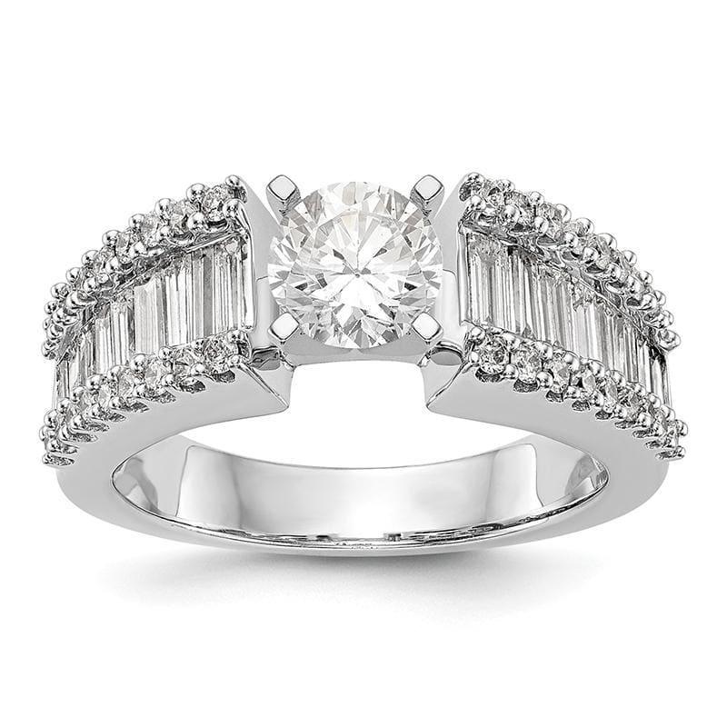 14K White Gold Diamond Peg Set Engagement Ring - Seattle Gold Grillz