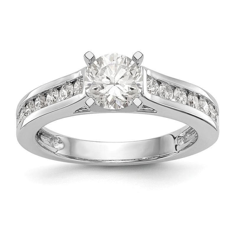 14K White Gold Diamond Peg Set Engagement Ring - Seattle Gold Grillz