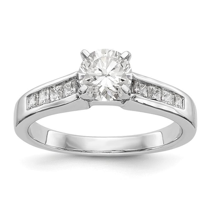 14K White Gold Diamond Peg Set Engagement Ring - Seattle Gold Grillz