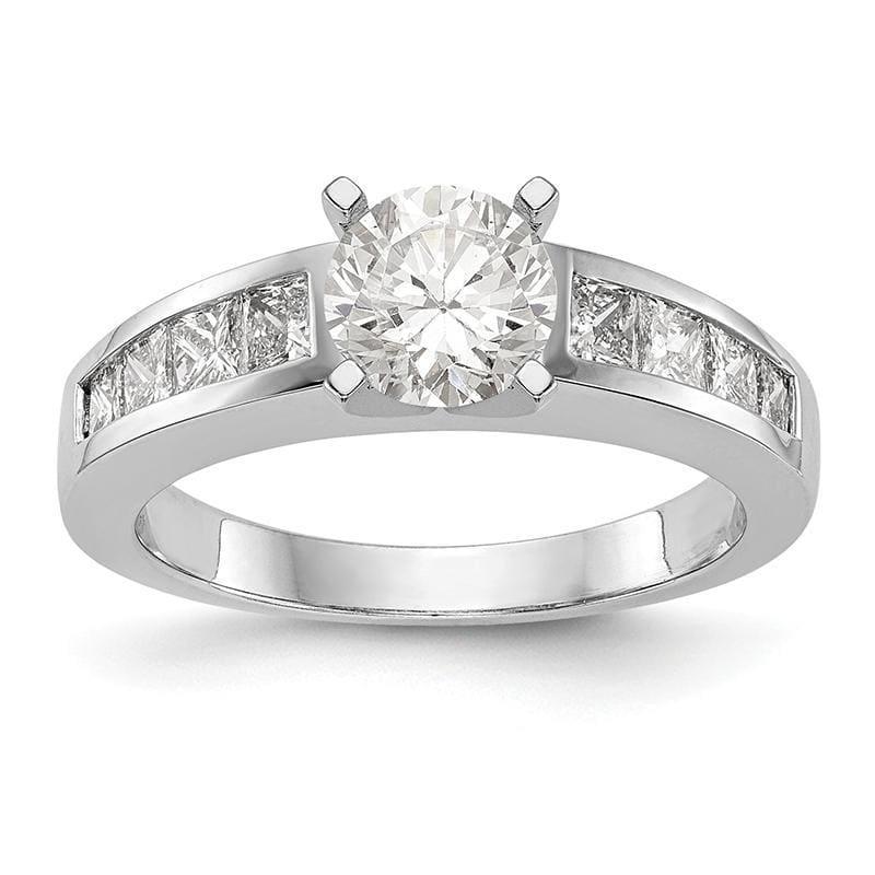 14K White Gold Diamond Peg Set Engagement Ring - Seattle Gold Grillz