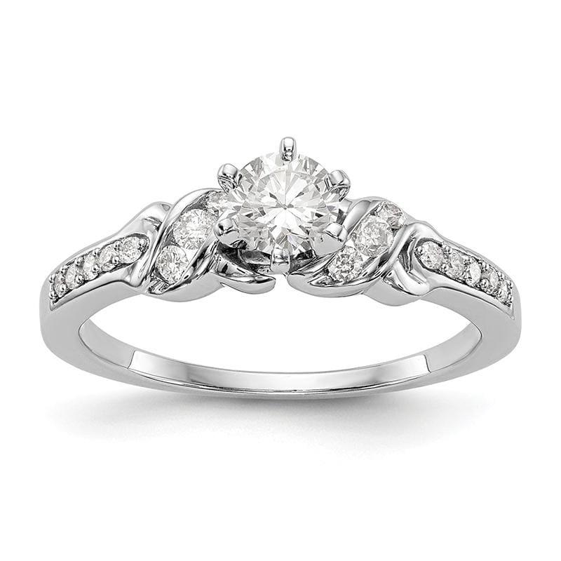 14K White Gold Diamond Peg Set Engagement Ring - Seattle Gold Grillz