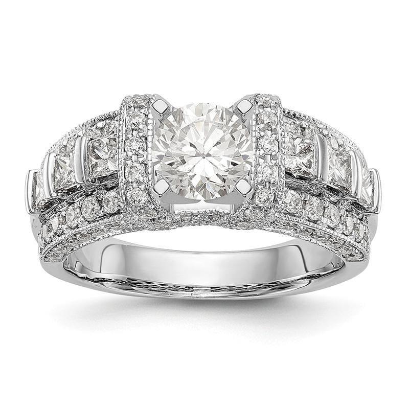 14K White Gold Diamond Peg Set Engagement Ring - Seattle Gold Grillz