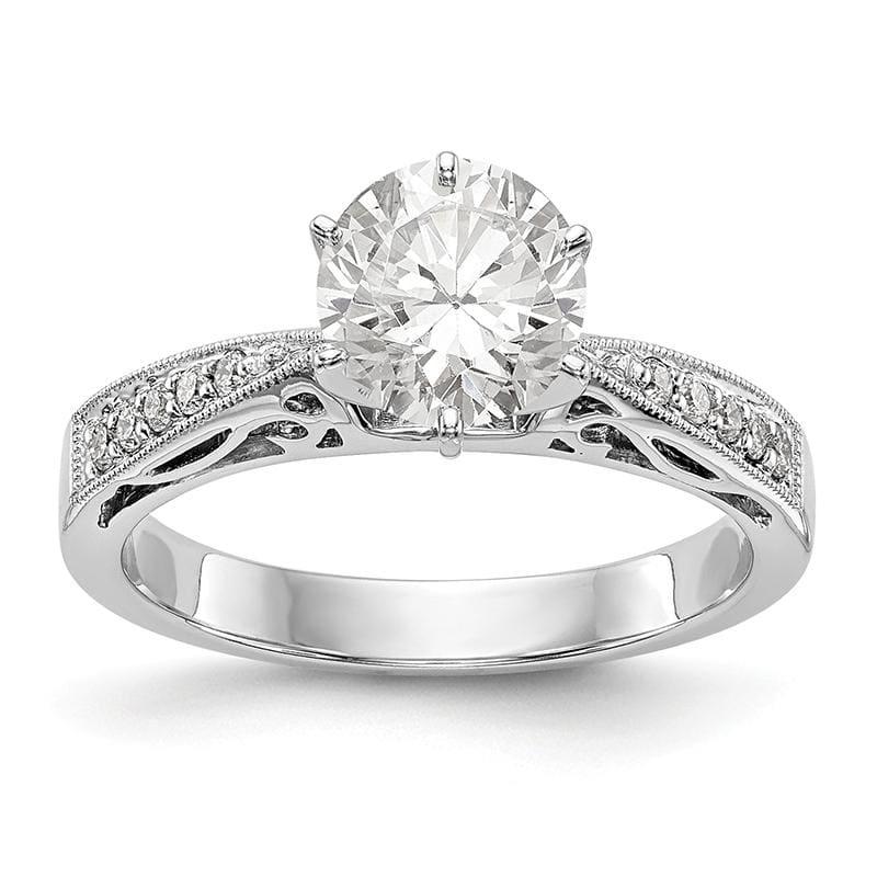 14K White Gold Diamond Peg Set Engagement Ring - Seattle Gold Grillz