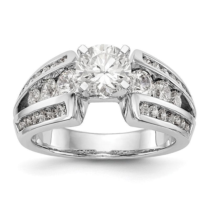 14K White Gold Diamond Peg Set Engagement Ring - Seattle Gold Grillz