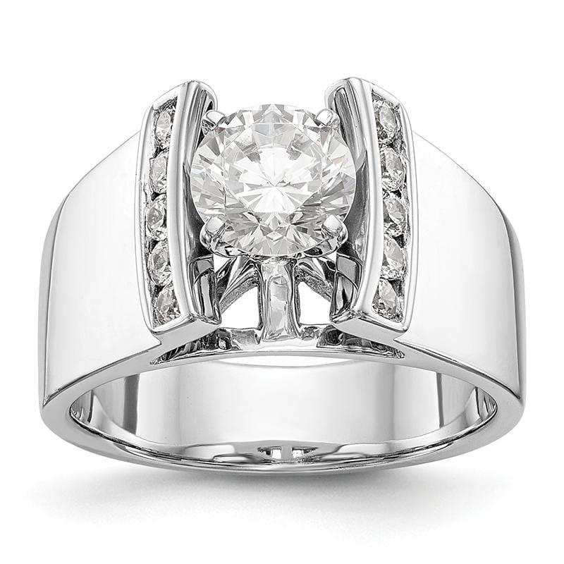 14K White Gold Diamond Peg Set Engagement Ring - Seattle Gold Grillz