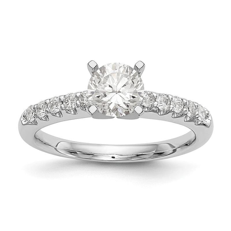 14K White Gold Diamond Peg Set Engagement Ring - Seattle Gold Grillz