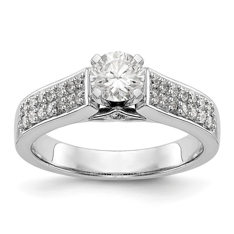 14K White Gold Diamond Peg Set Engagement Ring - Seattle Gold Grillz