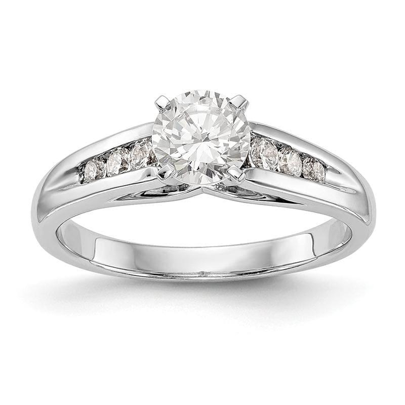 14K White Gold Diamond Peg Set Engagement Ring - Seattle Gold Grillz