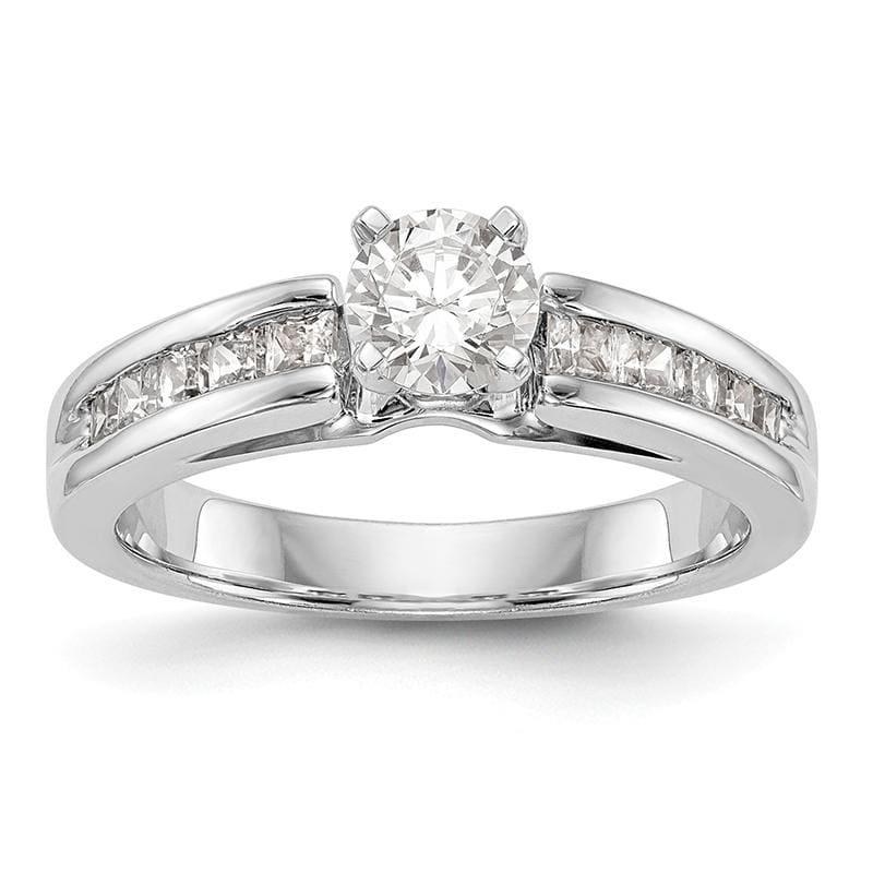 14K White Gold Diamond Peg Set Engagement Ring - Seattle Gold Grillz