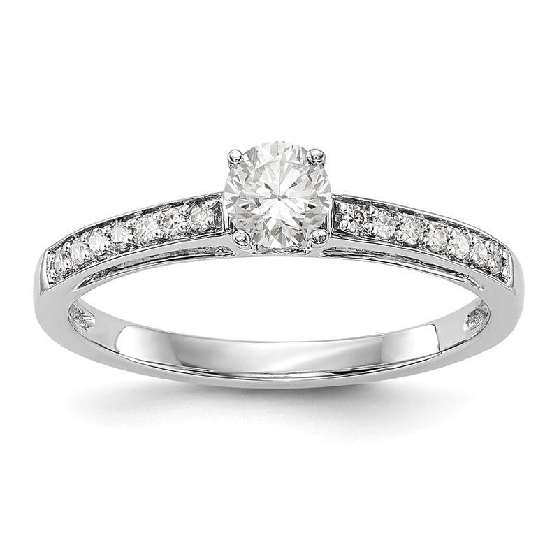 14K White Gold Diamond Peg Set Engagement Ring - Seattle Gold Grillz