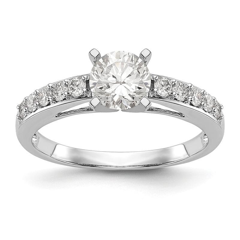 14K White Gold Diamond Peg Set Engagement Ring - Seattle Gold Grillz