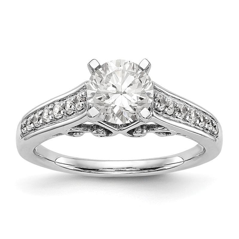 14K White Gold Diamond Peg Set Engagement Ring - Seattle Gold Grillz