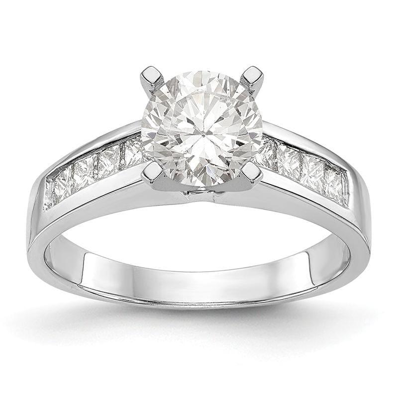 14K White Gold Diamond Peg Set Engagement Ring - Seattle Gold Grillz