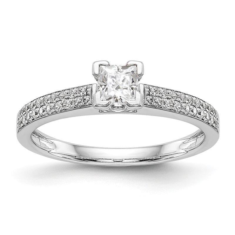 14K White Gold Diamond Peg Set Engagement Ring - Seattle Gold Grillz