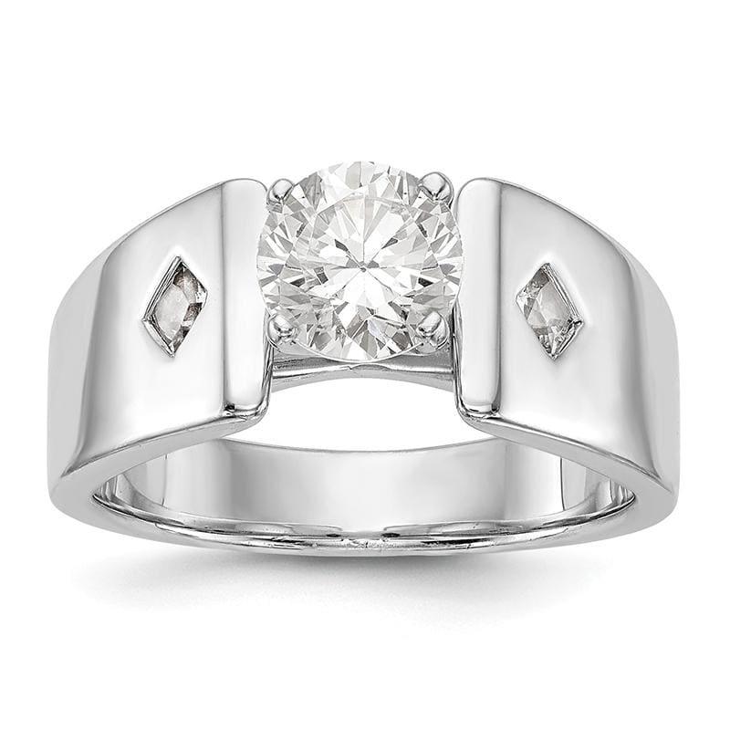 14K White Gold Diamond Peg Set Engagement Ring - Seattle Gold Grillz