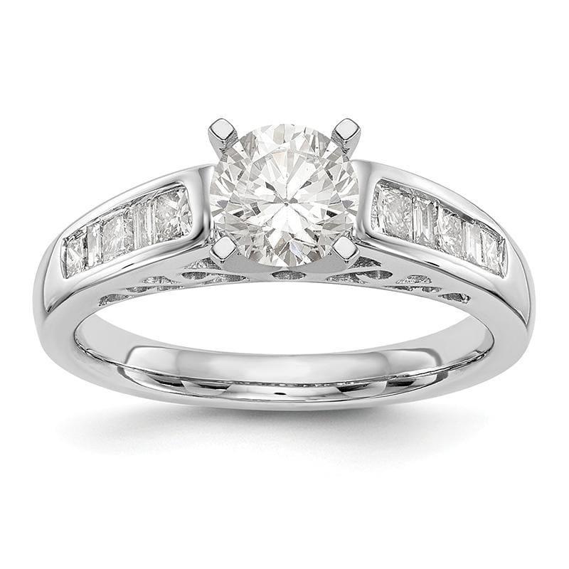 14K White Gold Diamond Peg Set Engagement Ring - Seattle Gold Grillz