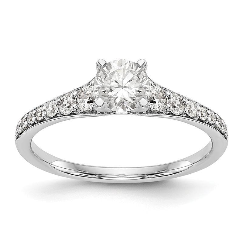 14K White Gold Diamond Peg Set Engagement Ring - Seattle Gold Grillz