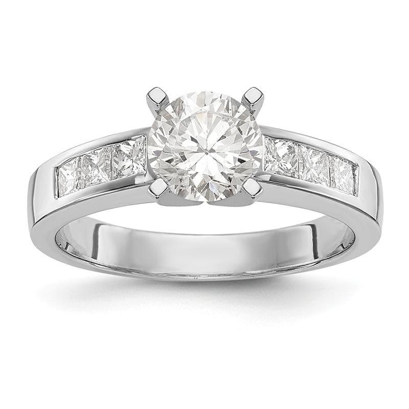 14K White Gold Diamond Peg Set Engagement Ring - Seattle Gold Grillz