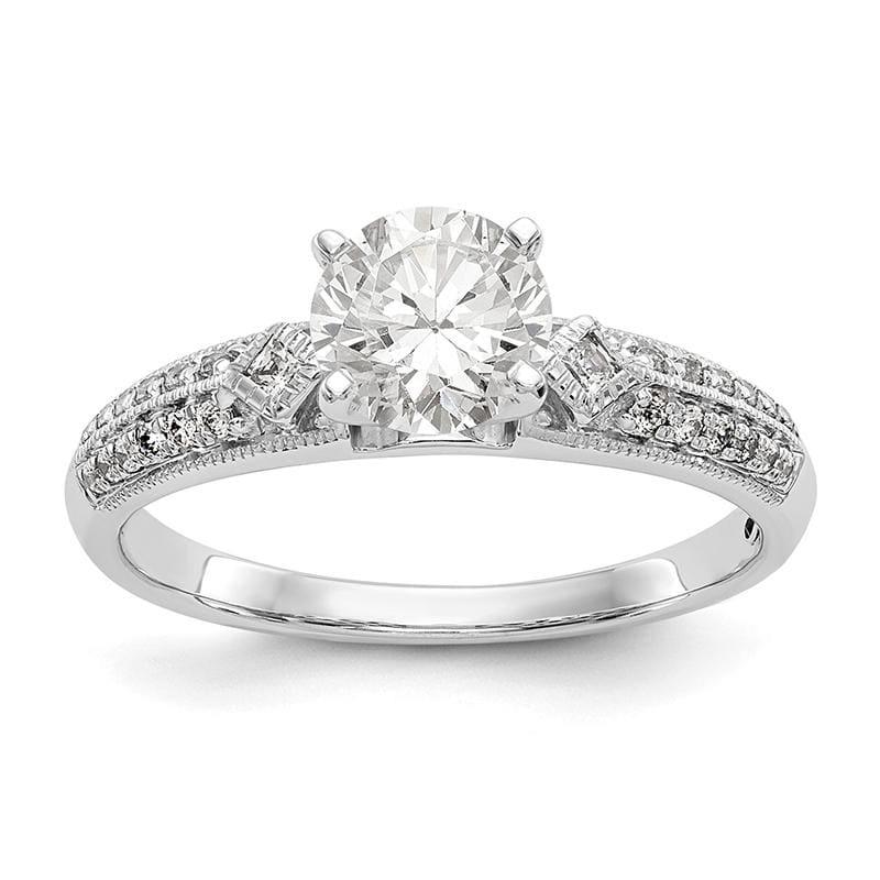 14K White Gold Diamond Peg Set Engagement Ring - Seattle Gold Grillz