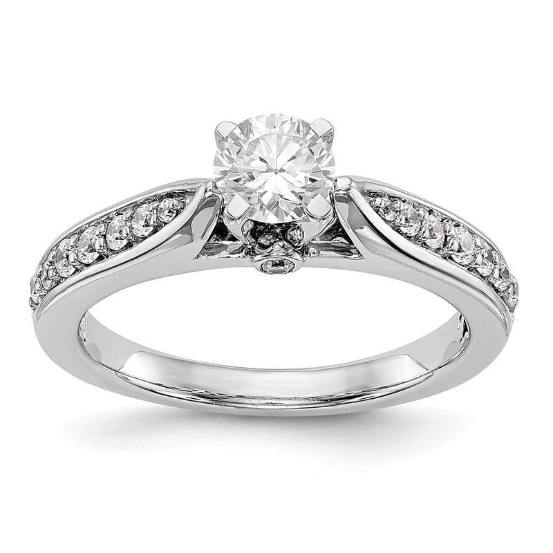 14K White Gold Diamond Peg Set Engagement Ring - Seattle Gold Grillz