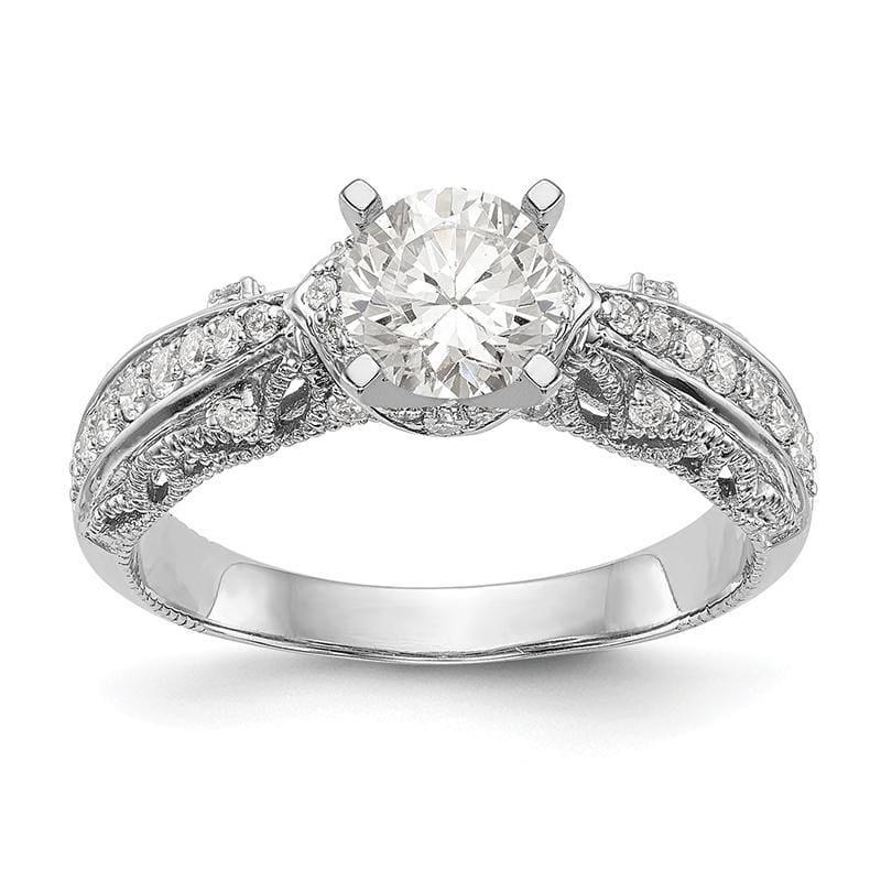 14K White Gold Diamond Peg Set Engagement Ring - Seattle Gold Grillz