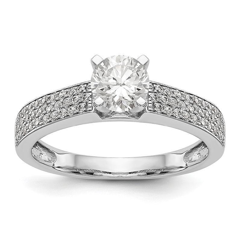 14K White Gold Diamond Peg Set Engagement Ring - Seattle Gold Grillz