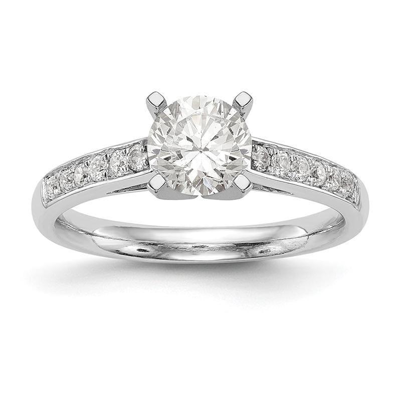 14K White Gold Diamond Peg Set Engagement Ring - Seattle Gold Grillz