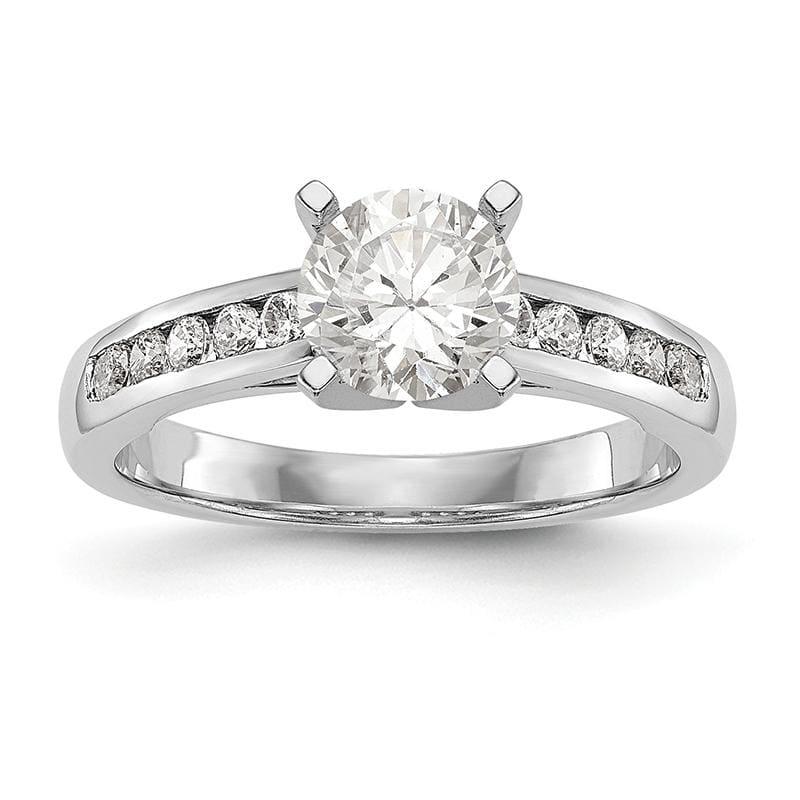 14K White Gold Diamond Peg Set Engagement Ring - Seattle Gold Grillz