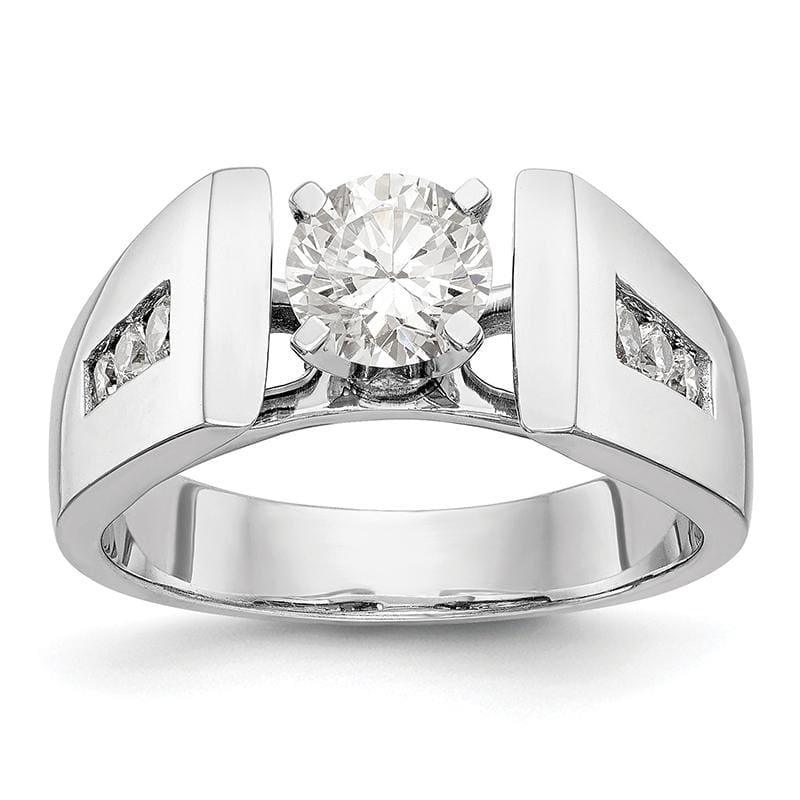 14K White Gold Diamond Peg Set Engagement Ring - Seattle Gold Grillz