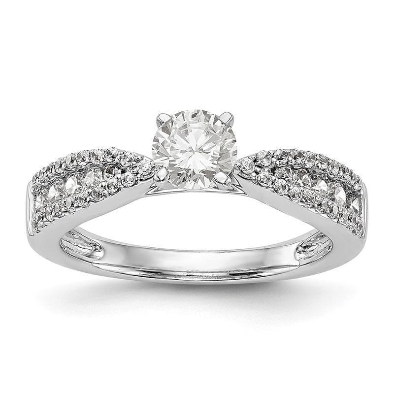 14K White Gold Diamond Peg Set Engagement Ring - Seattle Gold Grillz