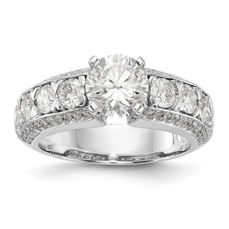 14K White Gold Diamond Peg Set Engagement Ring - Seattle Gold Grillz