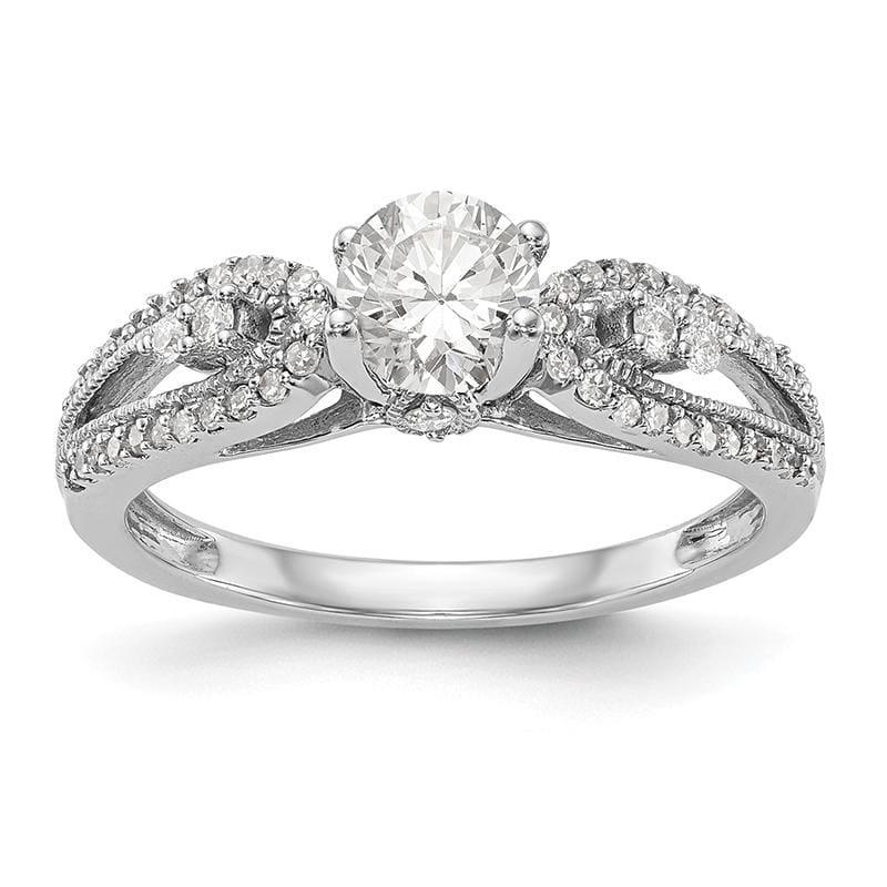 14K White Gold Diamond Peg Set Engagement Ring - Seattle Gold Grillz