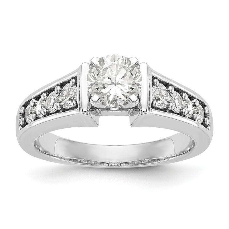 14K White Gold Diamond Peg Set Engagement Ring - Seattle Gold Grillz