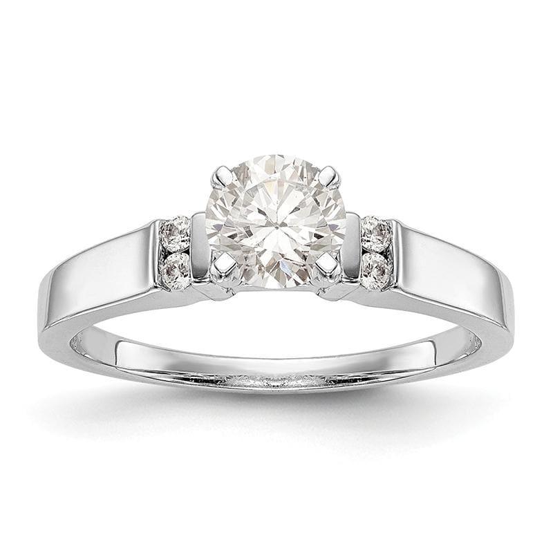 14K White Gold Diamond Peg Set Engagement Ring - Seattle Gold Grillz