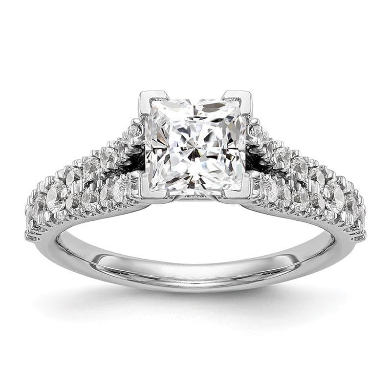 14K White Gold Diamond Peg Set Engagement Ring - Seattle Gold Grillz