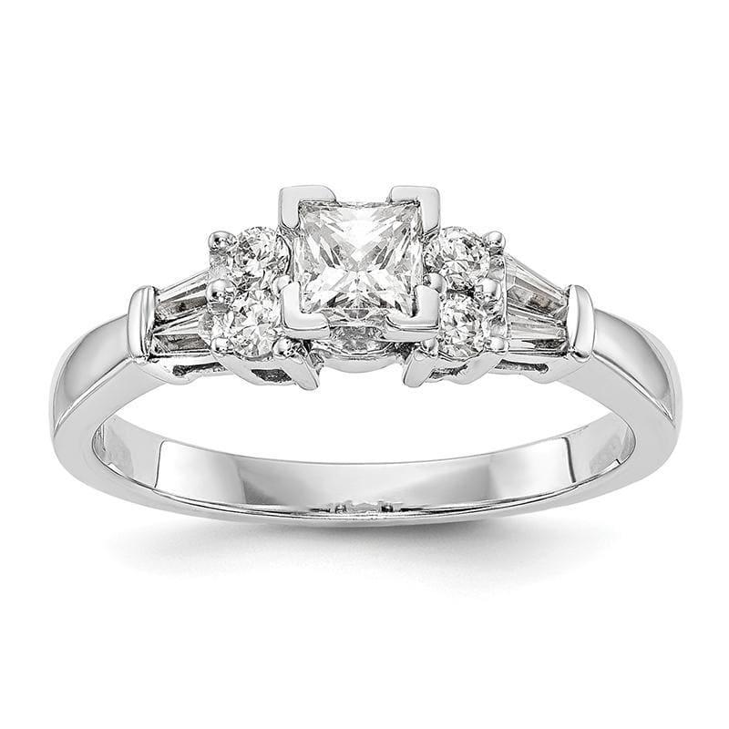 14K White Gold Diamond Peg Set Engagement Ring - Seattle Gold Grillz