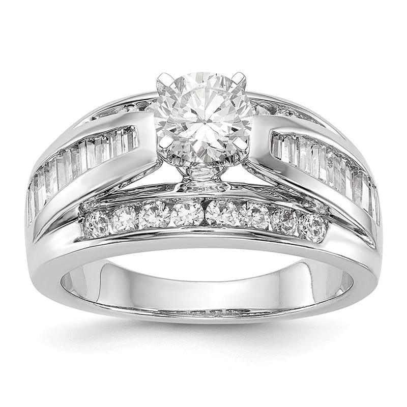 14K White Gold Diamond Peg Set Engagement Ring - Seattle Gold Grillz