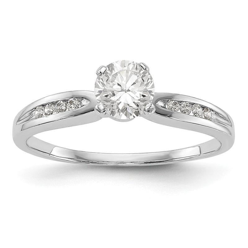 14K White Gold Diamond Peg Set Engagement Ring - Seattle Gold Grillz