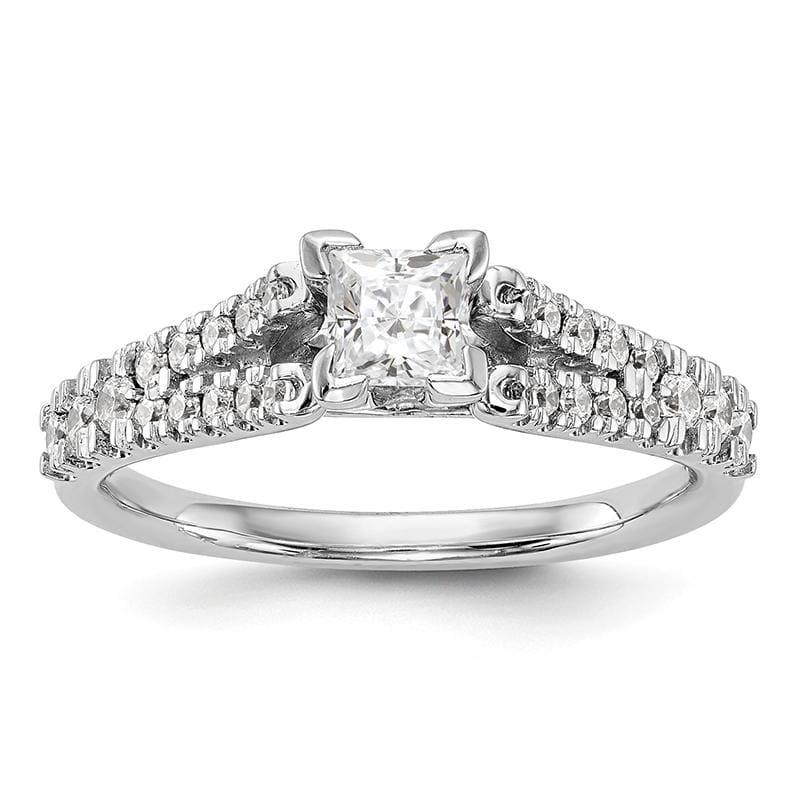 14K White Gold Diamond Peg Set Engagement Ring - Seattle Gold Grillz