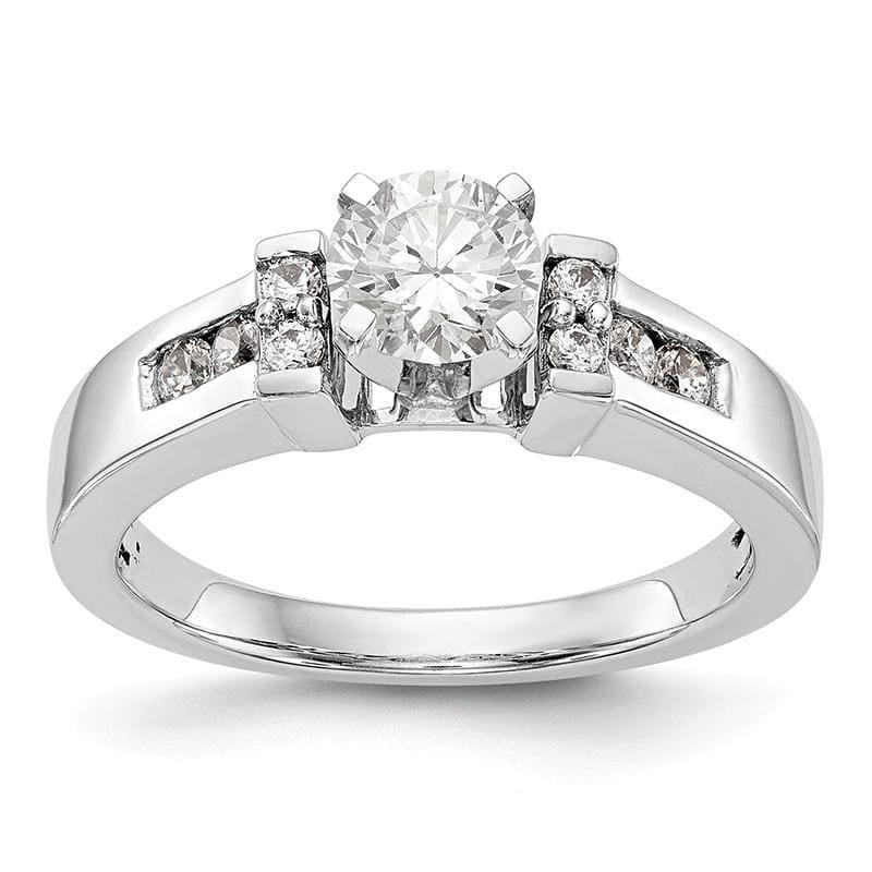 14K White Gold Diamond Peg Set Engagement Ring - Seattle Gold Grillz