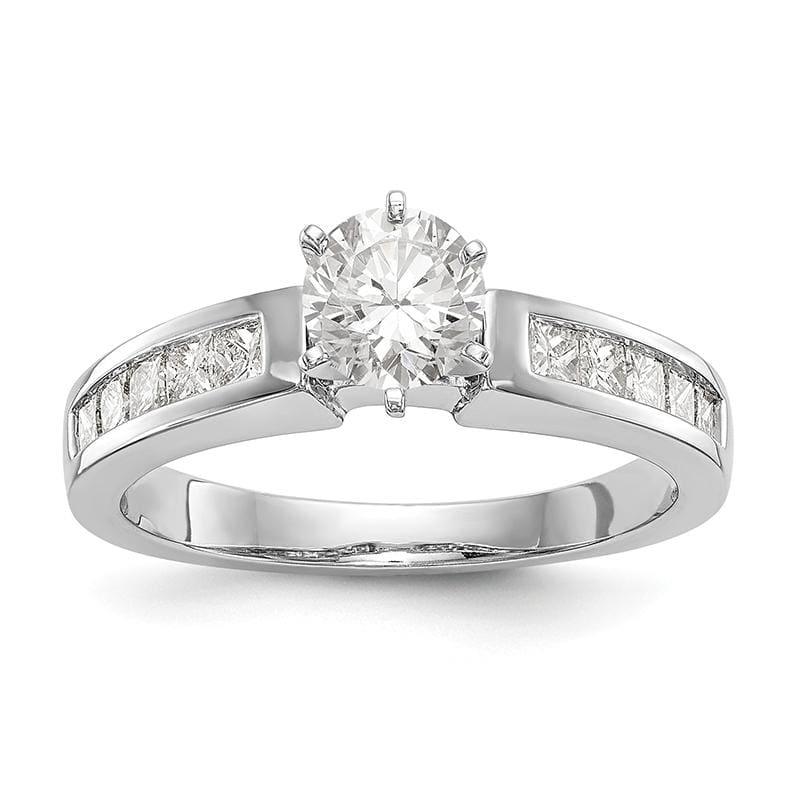 14K White Gold Diamond Peg Set Engagement Ring - Seattle Gold Grillz