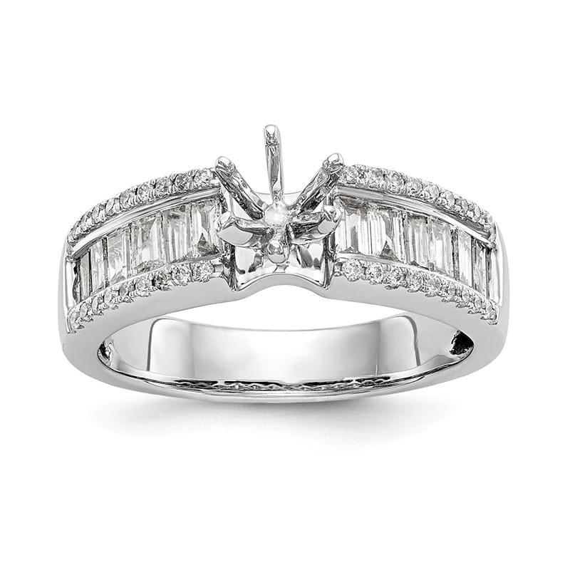 14K White Gold Diamond Peg Set Engagement Ring - Seattle Gold Grillz