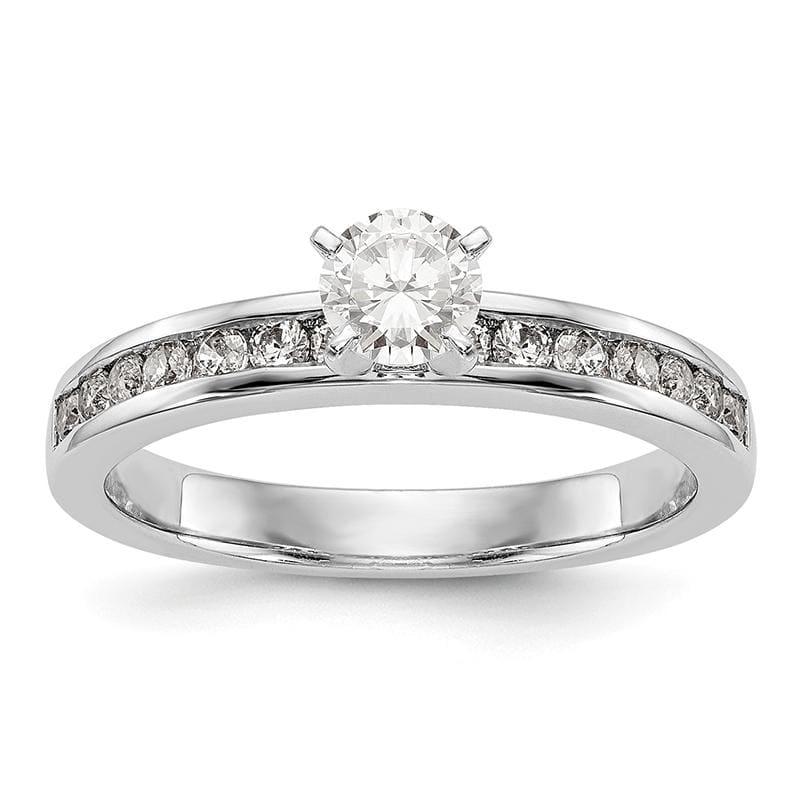 14K White Gold Diamond Peg Set Engagement Ring - Seattle Gold Grillz