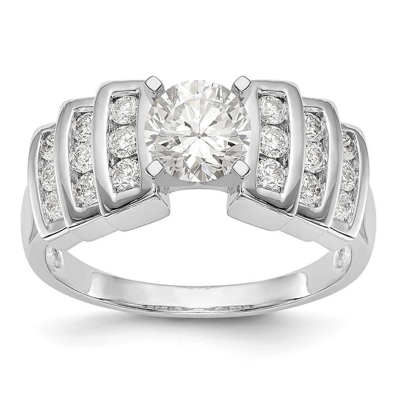 14K White Gold Diamond Peg Set Engagement Ring - Seattle Gold Grillz