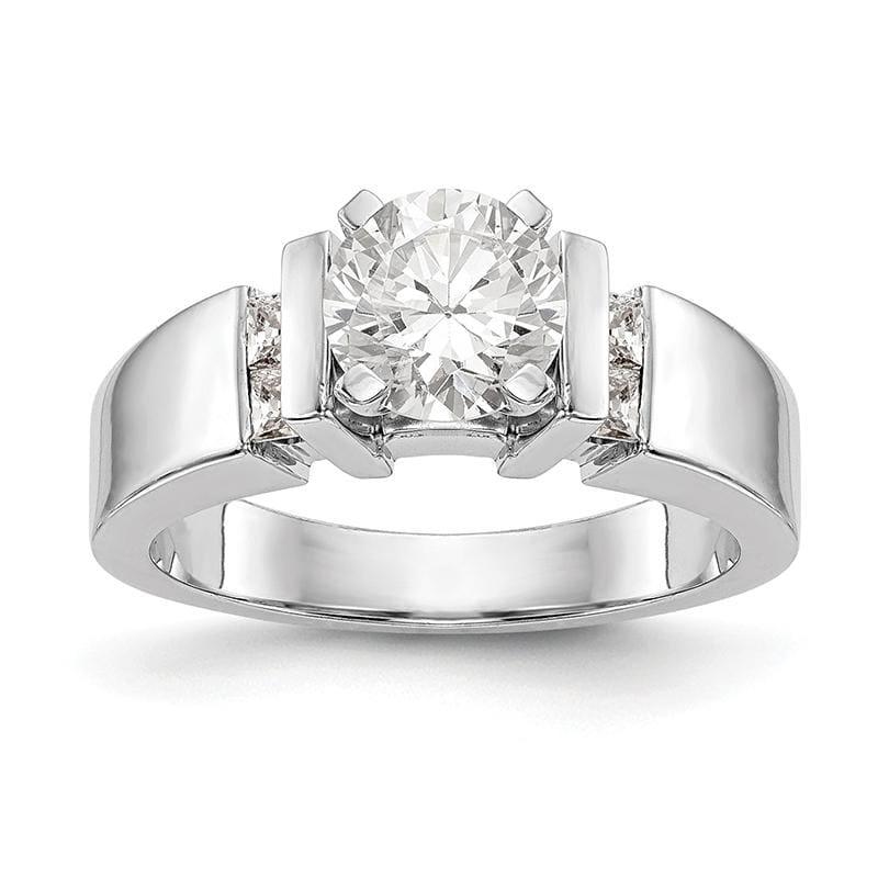 14K White Gold Diamond Peg Set Engagement Ring - Seattle Gold Grillz