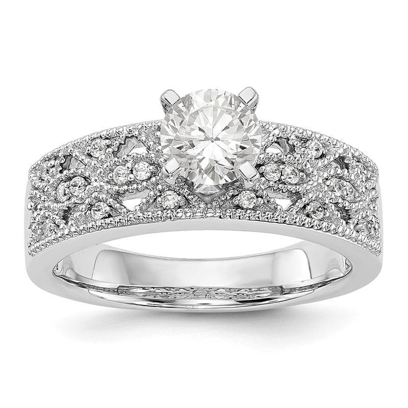 14K White Gold Diamond Peg Set Engagement Ring - Seattle Gold Grillz